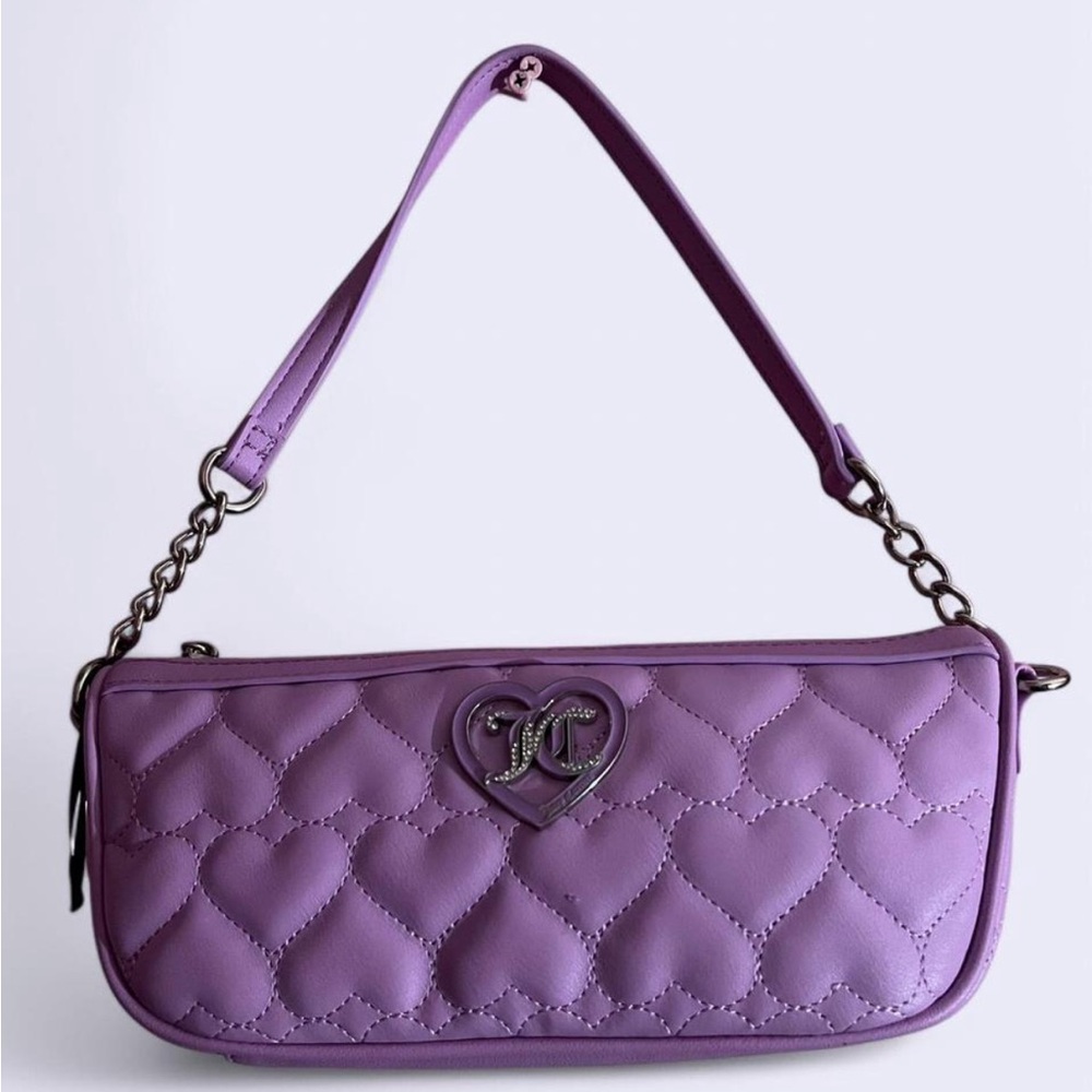 Purple Quilted Heart Shoulder Bag